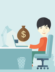 Japanese businessman with his laptop.