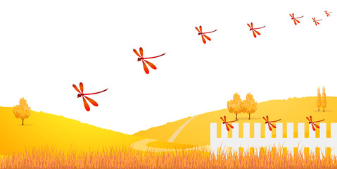 秋　赤とんぼ　背景 © J BOY