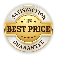 Gold round best price vector badge on white background