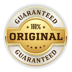 Fototapeta premium Gold round 100 percent original vector badge on white background