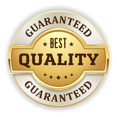 Gold round best quality vector badge on white background