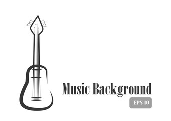 Vector : Bass guitar on white background