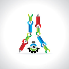 spanner with creative bulb vector illustration 