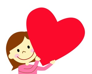 ハートを持つ女性