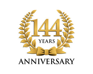 anniversary logo ribbon wreath 144