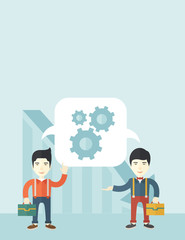 Two man carrying bags