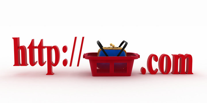 Concept of shopping on the web sites of commercial. 