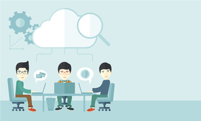 Three outstanding chinese emloyees.