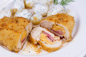 Chicken Breasts Stuffed with Cheese and Ham