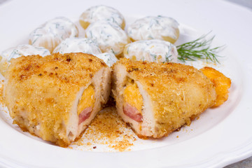 Chicken Breasts Stuffed with Cheese and Ham