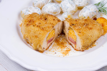 Chicken Breasts Stuffed with Cheese and Ham