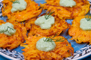 Carrot Pancakes With  Yogurt Sauce