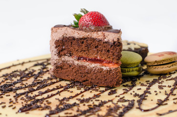 Piece of chocolate cakes with warm fudge sauce.