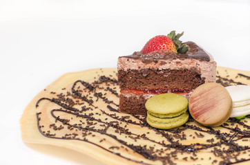 Piece of chocolate cakes with warm fudge sauce.