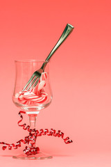 Broken Candy Cane in a Wine Glass