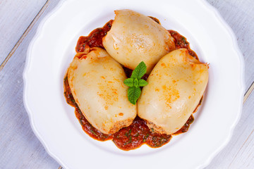 Squid Stuffed with Meat and Vegetables