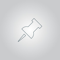 Push pin black isolated icon