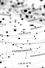 Capricorn star map zodiac.
Star sign Capricorn on an astronomy star map.