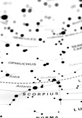 Scorpio star map zodiac.
Star sign Scorpio on an astronomy star map.