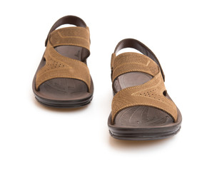 pair of brown leisure sandal on white background