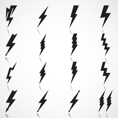 Vector Set of Black Thunder Lighting Icons