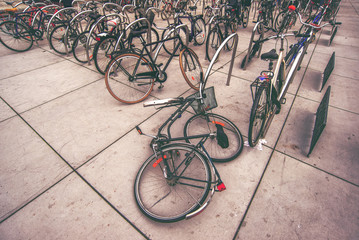 Fototapeta na wymiar Open Street Parking for Bicycles