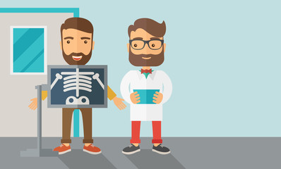 The view of man is holding a X-ray picture