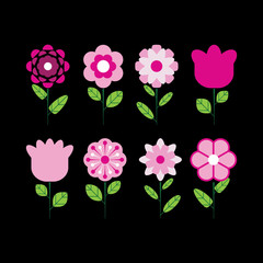 Flower Icons for Pattern. Vector illustration