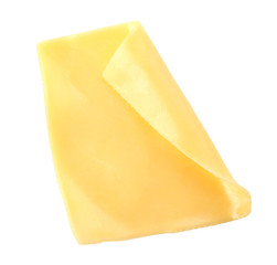 Slice of cheese isolated on white