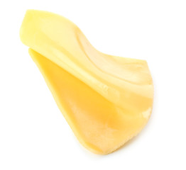 Slice of cheese isolated on white