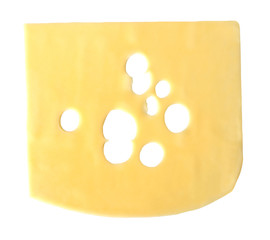 Slice of cheese isolated on white