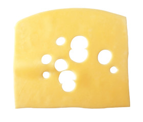 Slice of cheese isolated on white