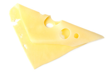 Slice of cheese isolated on white