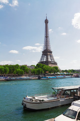 eiffel tower  over Seine river