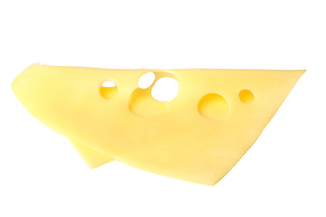 Slice of cheese isolated on white