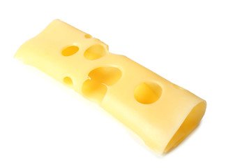 Slice of cheese isolated on white