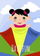 Girl holding colourful scarf