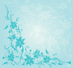 Fototapeta na wymiar Turquoise gree blue vintage floral invitation wedding background design