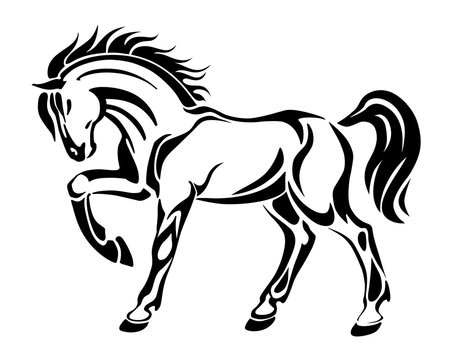 Horse tattoo - stylized graphic vector abstract image