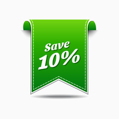 save 10 percent Green Vector Icon Design
