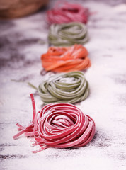 Colorful pasta tagliatell