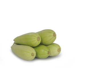 Real natural three marrows isolated on white