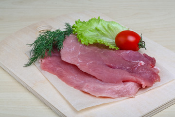 Raw pork schnitzel