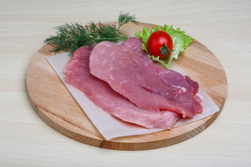 Raw pork schnitzel