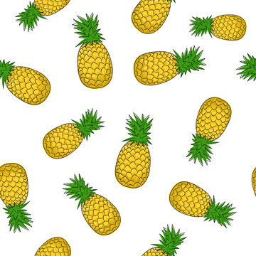 Seamless Pattern of  Pineapple , Fruit Pattern,  Vector Illustration