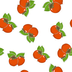 Seamless Pattern of  Persimmon , Fruit Pattern,  Vector Illustration