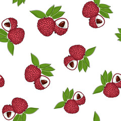 Seamless Pattern of  Lichee , Fruit Pattern,  Vector Illustration