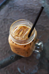 Ice coffee on the table