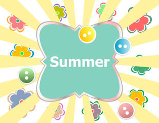 Summer theme with floral over bright multicolored background