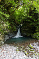 徳島県　奥祖谷二重かずら橋　丸石滝